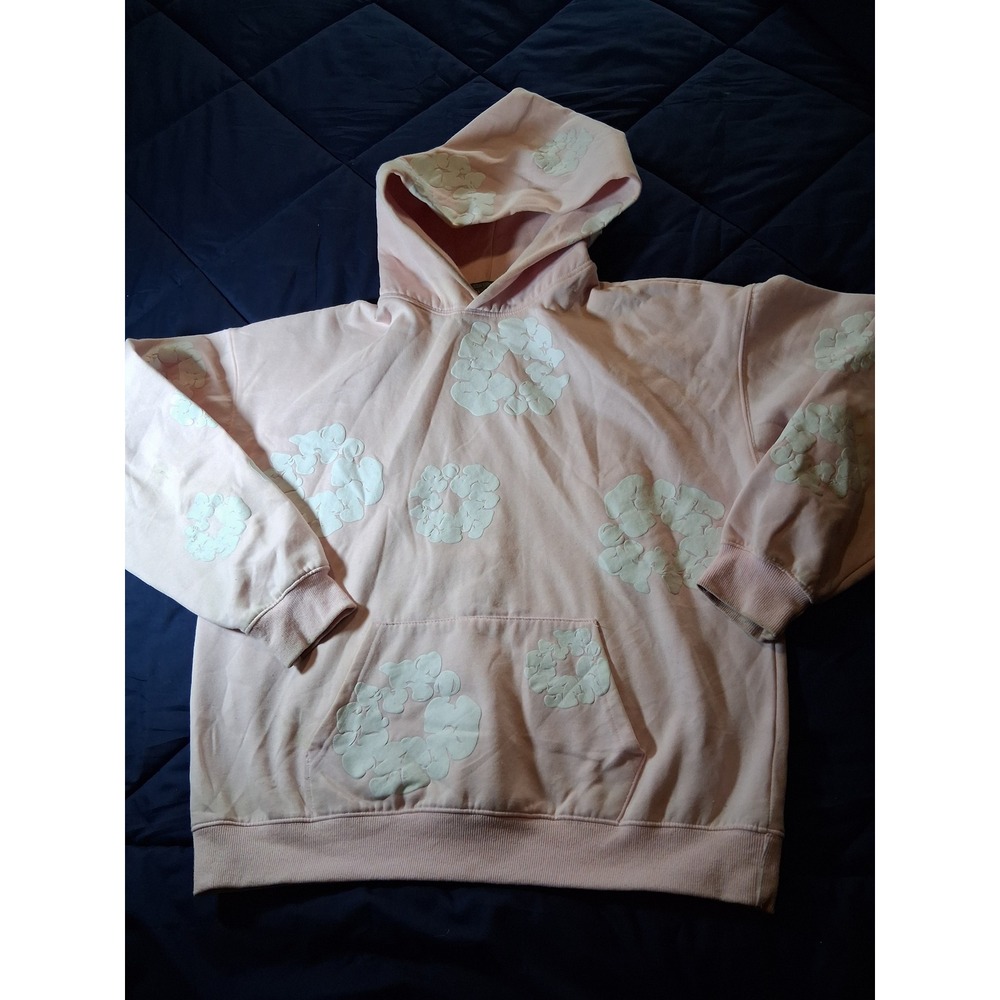 Denim Tears Cotton Wreath Hoodie Pink White Puff Print Mens Large Sweatshirt